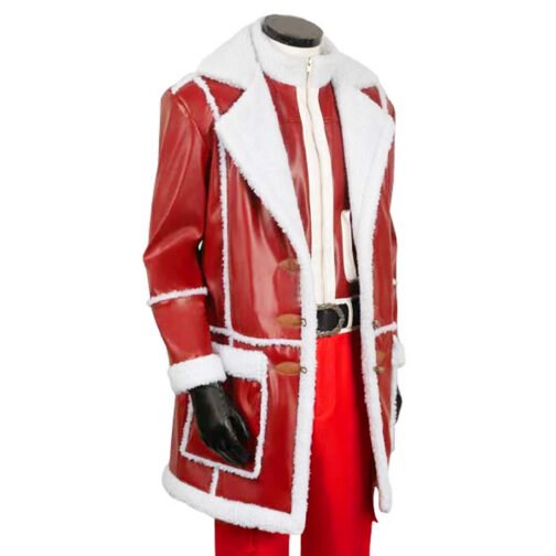 Santa Claus Red One Leather Coat - Image 5