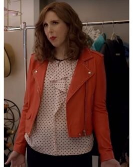 I Love That for you Vanessa Bayer Orange Leather Jacket