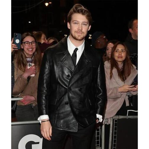 Joe Alwyn GQ Awards Leather Peacoat - Image 4