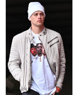 Joe Burrow White Quilted Bomber Jacket