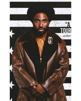 Blackkklansman John David Washington Brown Shearling Leather Coat
