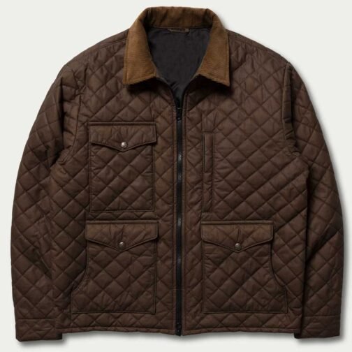 Kevin Costner Yellowstone Season 04 Brown Quilted Jacket - Image 3