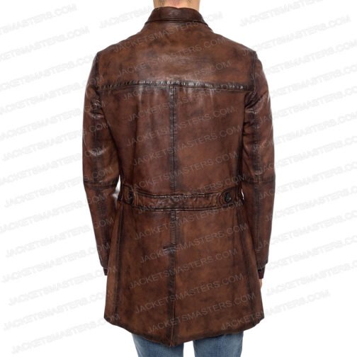 Dwayne Johnson Red Notice Brown Leather Coat - Image 3