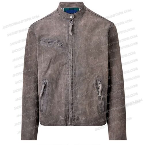Mr. & Mrs. John Smith Gray Leather Biker Jacket - Image 4