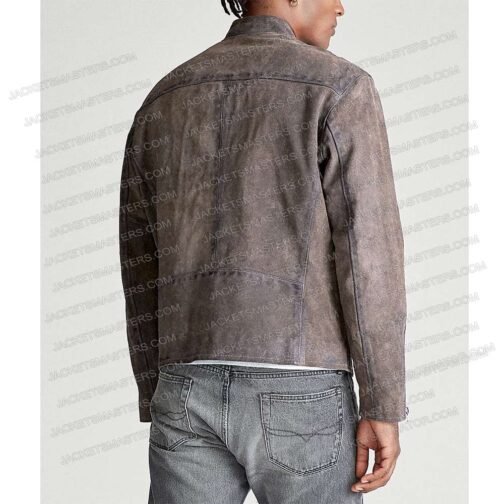 Mr. & Mrs. John Smith Gray Leather Biker Jacket - Image 3