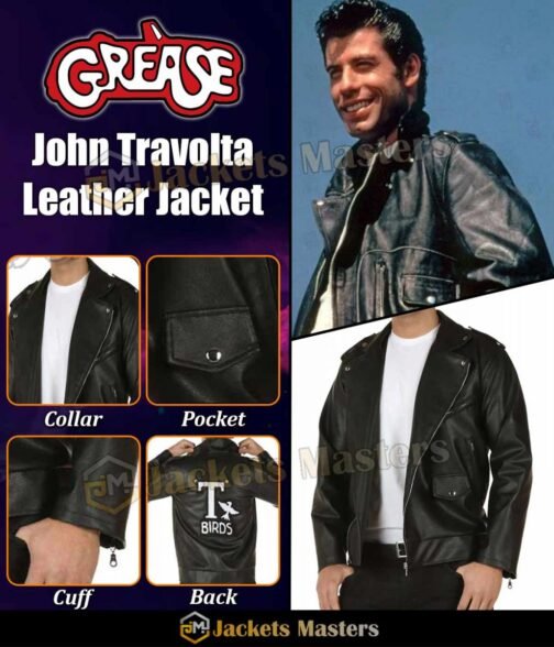 John Travolta T Birds Danny Zuko Leather Jacket - Image 9