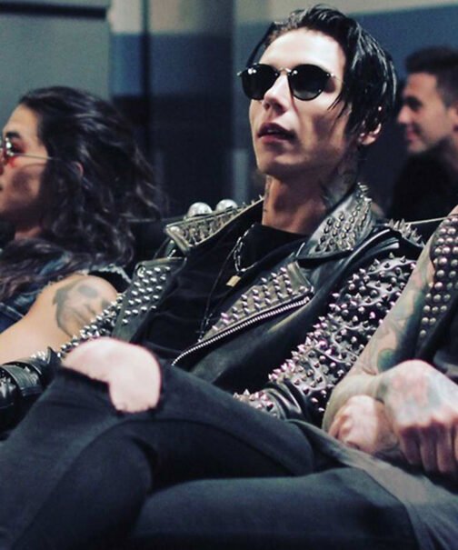 Andy Biersack American Satan Spiked Leather Jacket - Image 8