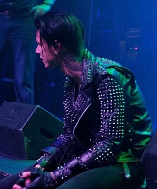 Andy Biersack American Satan Spiked Leather Jacket - Image 9