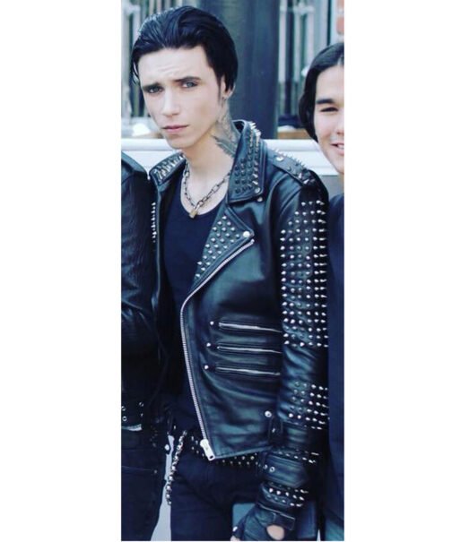 Andy Biersack American Satan Spiked Leather Jacket - Image 2