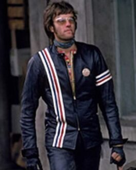 Johnny Knoxville Biker Striped Leather Jacket