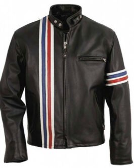 Johnny Knoxville Biker Striped Leather Jacket
