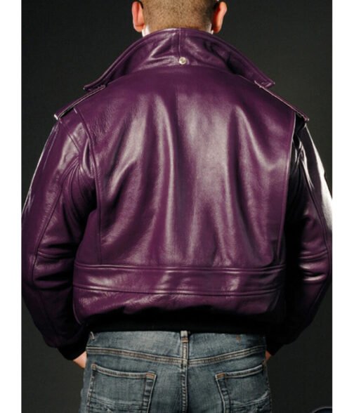 Batman Joker Goon Purple Bomber Leather Jacket - Image 2
