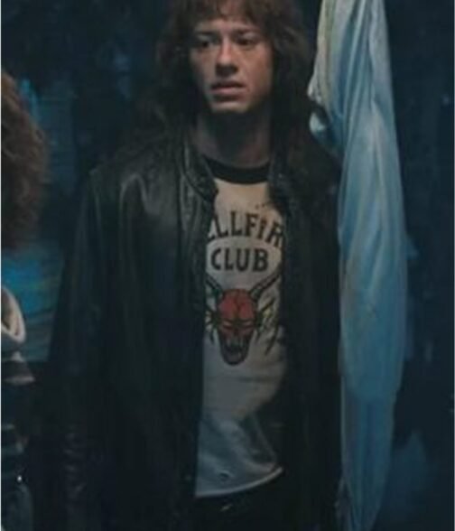 Stranger Things S04 Joseph Quinn Black Leather Jacket - Image 19