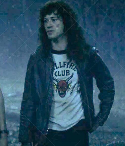 Stranger Things S04 Joseph Quinn Black Leather Jacket - Image 15