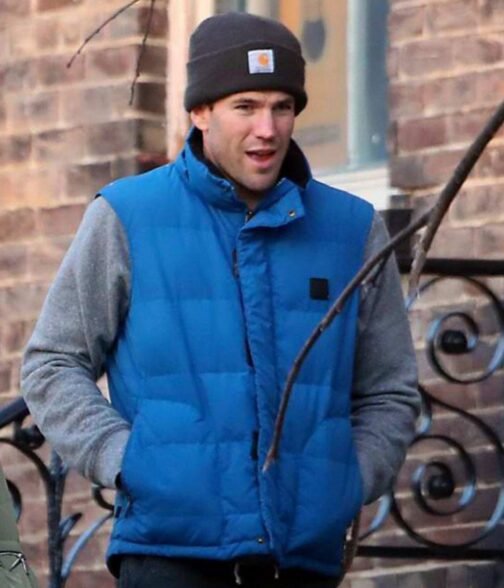 The Hating Game Austin Stowell Puffer Blue Vest