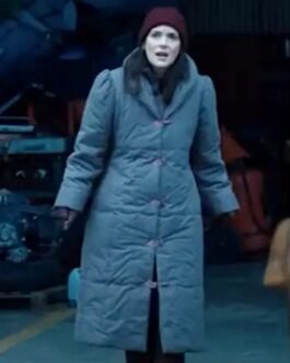 Winona Ryder Stranger Things S04 Grey Puffer Coat
