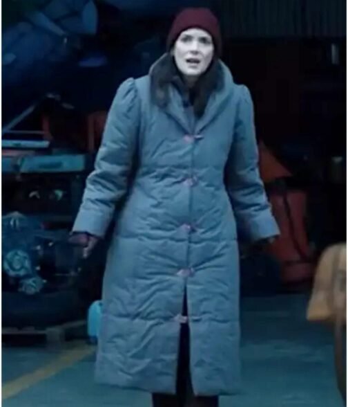 Winona Ryder Stranger Things S04 Grey Puffer Coat - Image 2