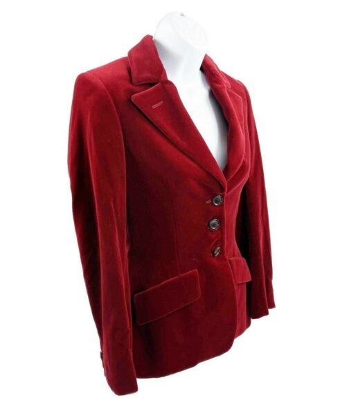 Julia Garner Inventing Anna Velvet Maroon Blazer - Image 4