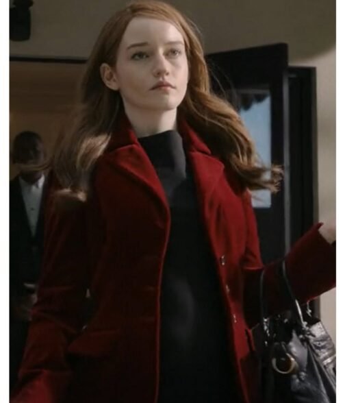 Julia Garner Inventing Anna Velvet Maroon Blazer - Image 2