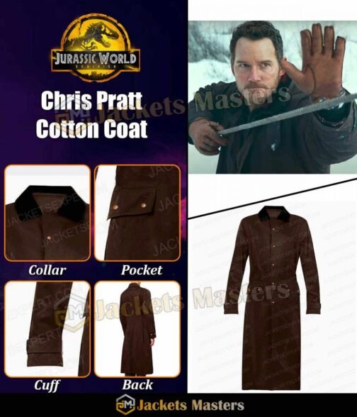 Chris Pratt Jurassic World Dominion Cotton Brown Coat - Image 13