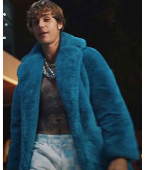 Justin Bieber Blue Fur Coat - Image 5