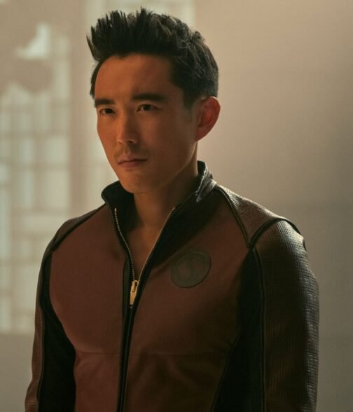 Justin H Min The Umbrella Academy S03 Red and Black Leather Jacket - Image 2