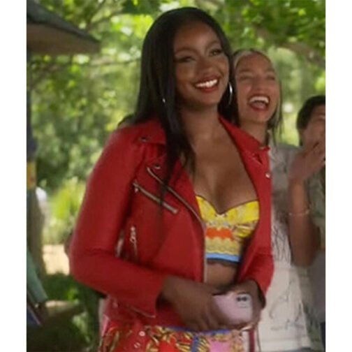 Grown-Ish Justine Skye Red Leather Jacket - Image 2