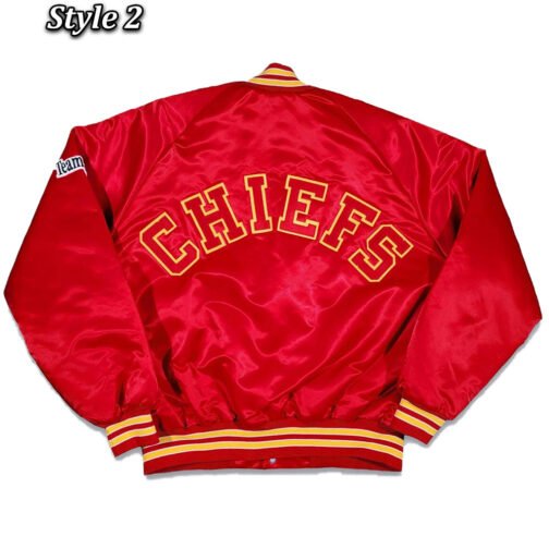 80s Kansas City Chiefs Satin Red Jacket - Image 5