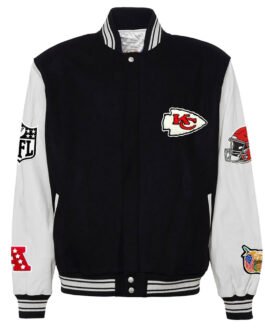JH Kansas City Chiefs Varsity Black and White Jacket