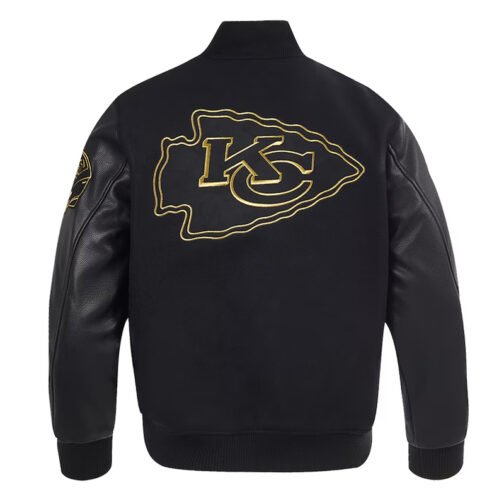 Kansas City Chiefs Full-Zip Black Varsity Jacket - Image 2
