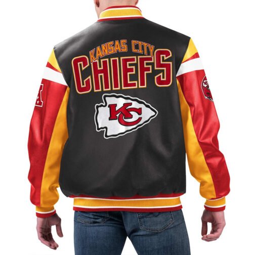 Kansas City Chiefs Black Varsity Full-Zip Leather Jacket - Image 2