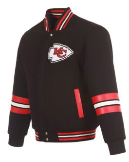Kansas City Chiefs Striped Black Varsity Wool Jacket