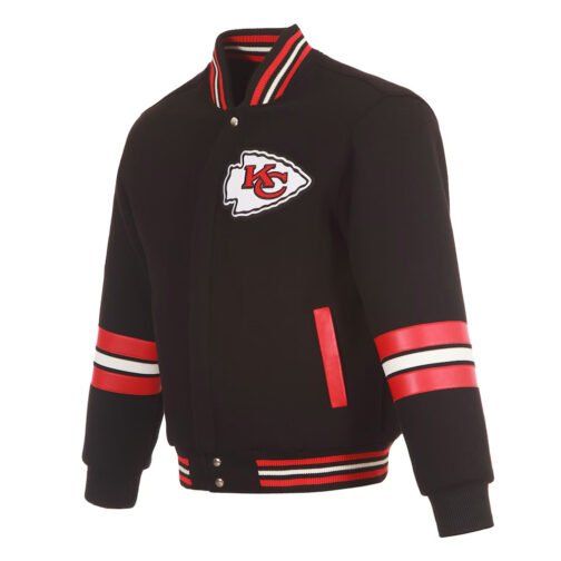 Kansas City Chiefs Striped Black Varsity Wool Jacket