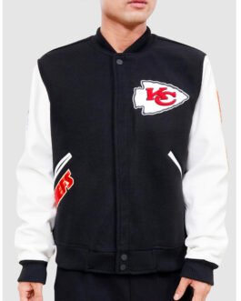 Varsity Kansas City Chiefs Logo Black and White Jacket