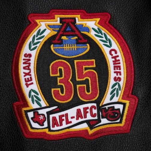 Kansas City Chiefs Blackout Vintage Logo Varsity Jacket - Image 7