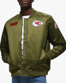 Kansas City Chiefs Bomber Green Satin Jacket