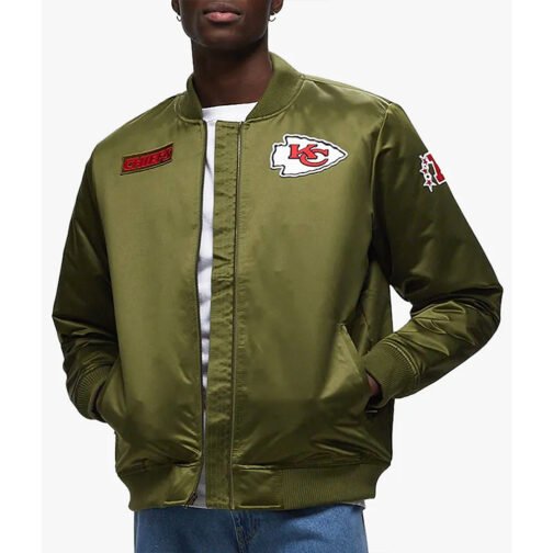 Kansas City Chiefs Bomber Green Satin Jacket - Image 2