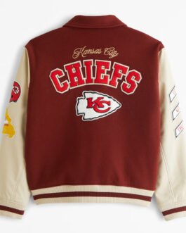 Kansas City Chiefs Burgundy and Off White Varsity Jacket