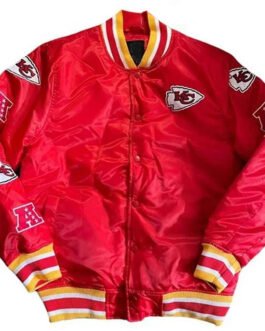 Football Kansas City Chiefs Bomber Red Satin Jacket