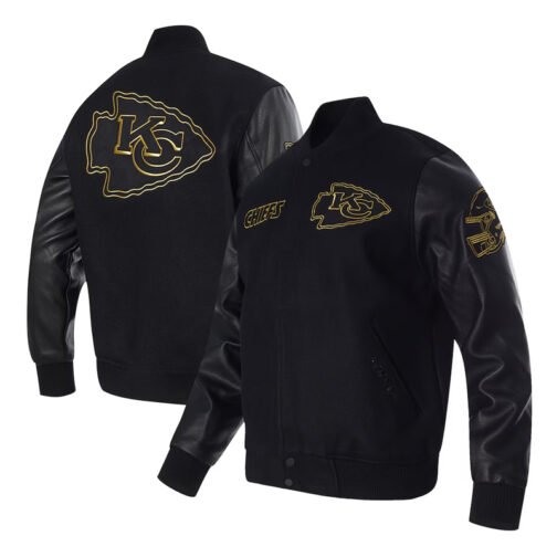 Kansas City Chiefs Full-Zip Black Varsity Jacket - Image 5