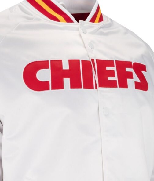Kansas City Chiefs Heavyweight White Satin Jacket - Image 3