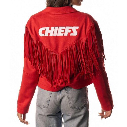 Women’s Kansas City Chiefs Suede Fringe Jacket - Image 2