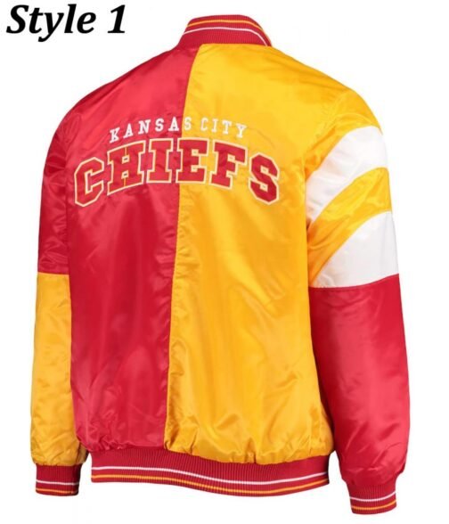 Varsity Kansas City Chiefs Red and Yellow Satin Jacket - Image 3