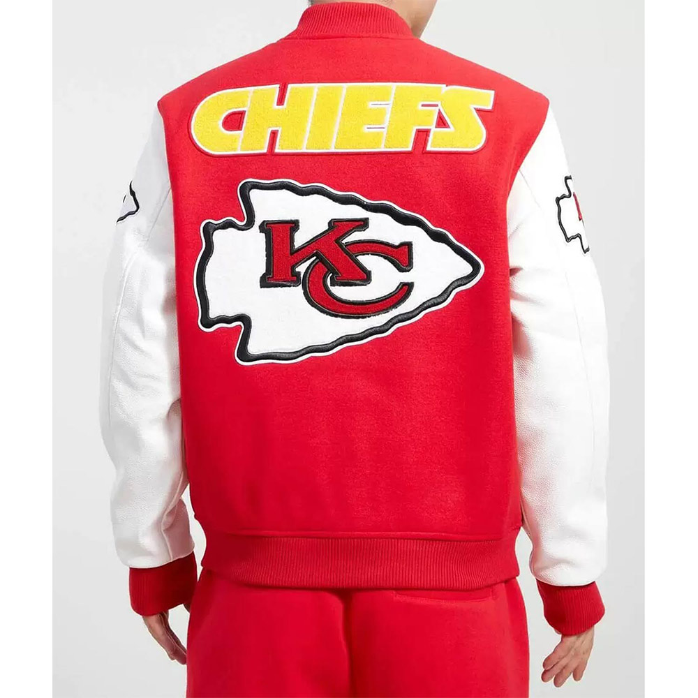 Kansas City Chiefs Logo Red and White Letterman Jacket - Image 2