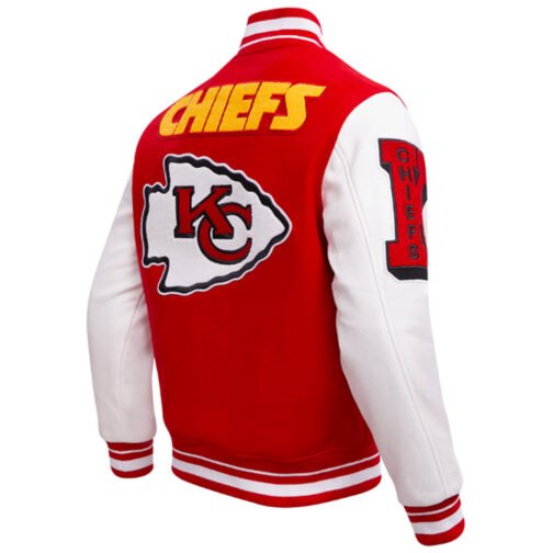 Kansas City Chiefs Mashup Rib Varsity Wool/Leather Jacket - Image 4
