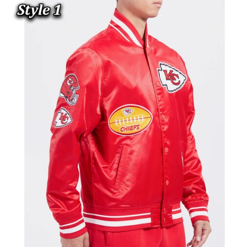 Kansas City Chiefs Old English Classic Rib Satin Jacket - Image 5
