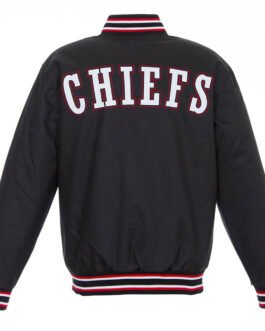 Black Kansas City Chiefs Poly Twill Varsity Jacket