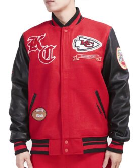 Prep Kansas City Chiefs Red and Black Varsity Jacket
