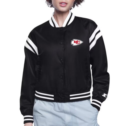 Kansas City Chiefs Printed Logo Varsity Satin Jacket