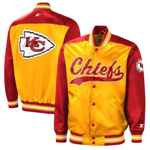 Tradition Kansas City Chiefs Red and Gold Varsity Satin Jacket - Image 3